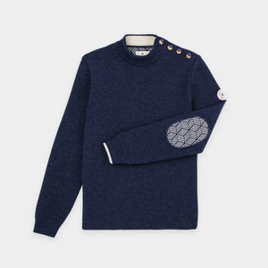Pull marin uni coudières fantaisies