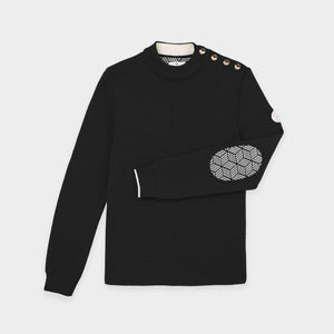 Pull marin uni coudières fantaisies