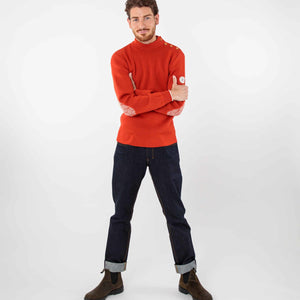 Plain sailor sweater with fancy elbow patches