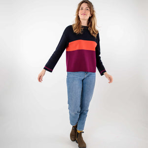 Pull ample tricolore