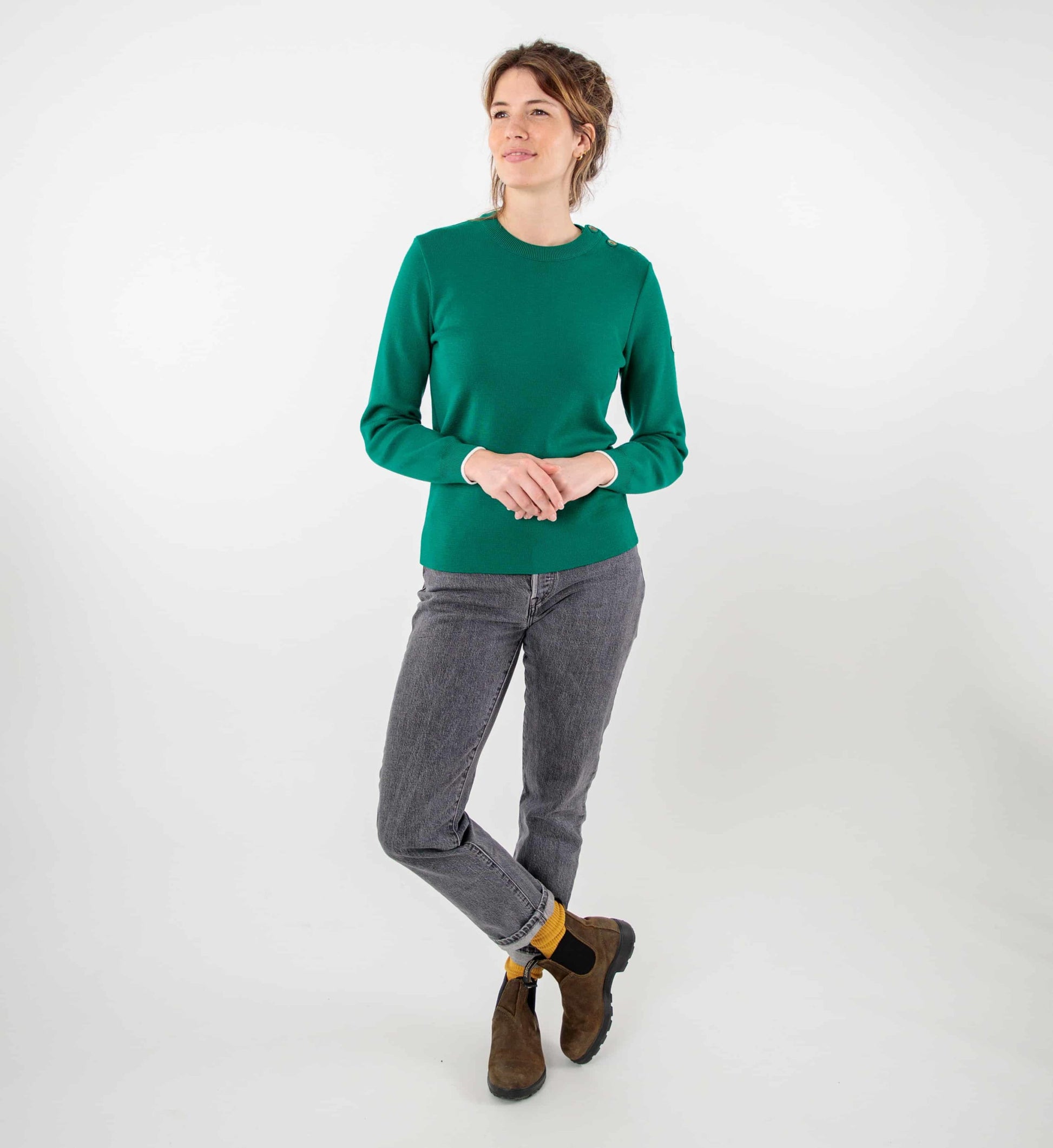 Plain sailor sweater with round neckline