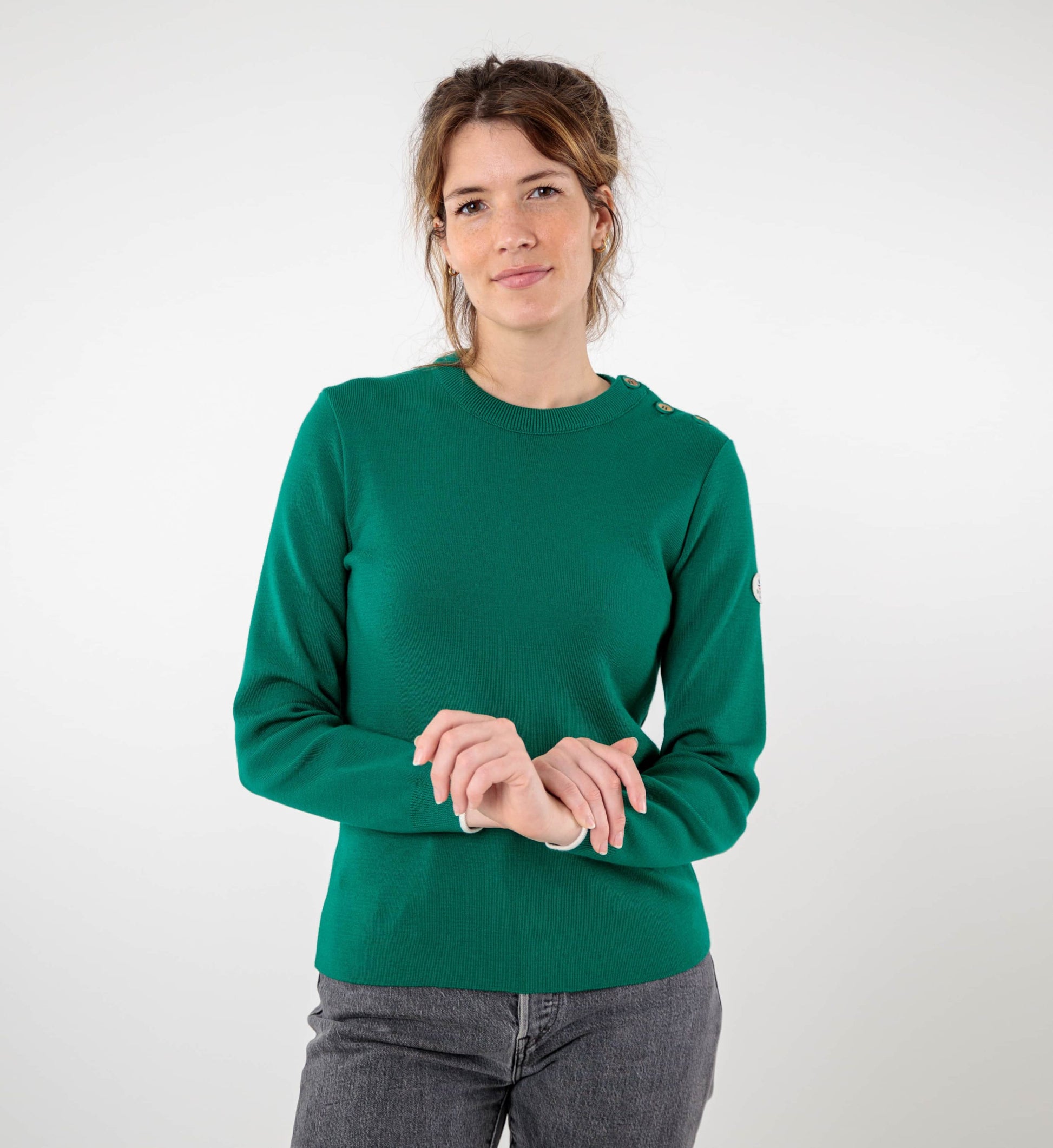 Plain sailor sweater with round neckline