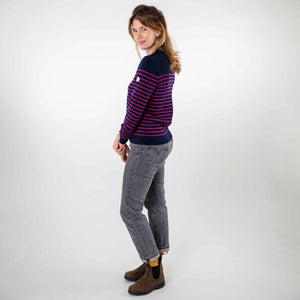 Striped sailor sweater with round neckline