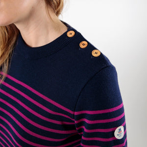 Striped sailor sweater with round neckline