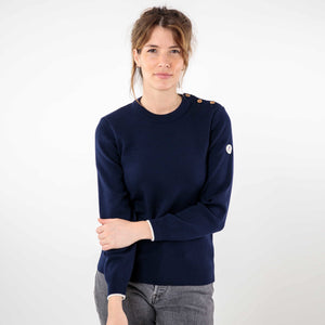 Plain sailor sweater with round neckline