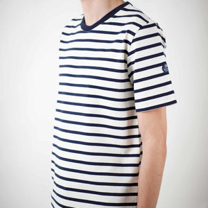 Two-tone striped short-sleeved t-shirt