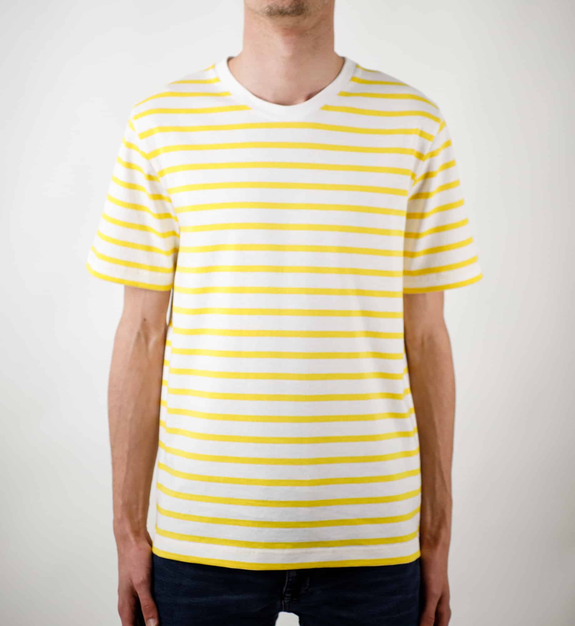 Two-tone striped short-sleeved t-shirt