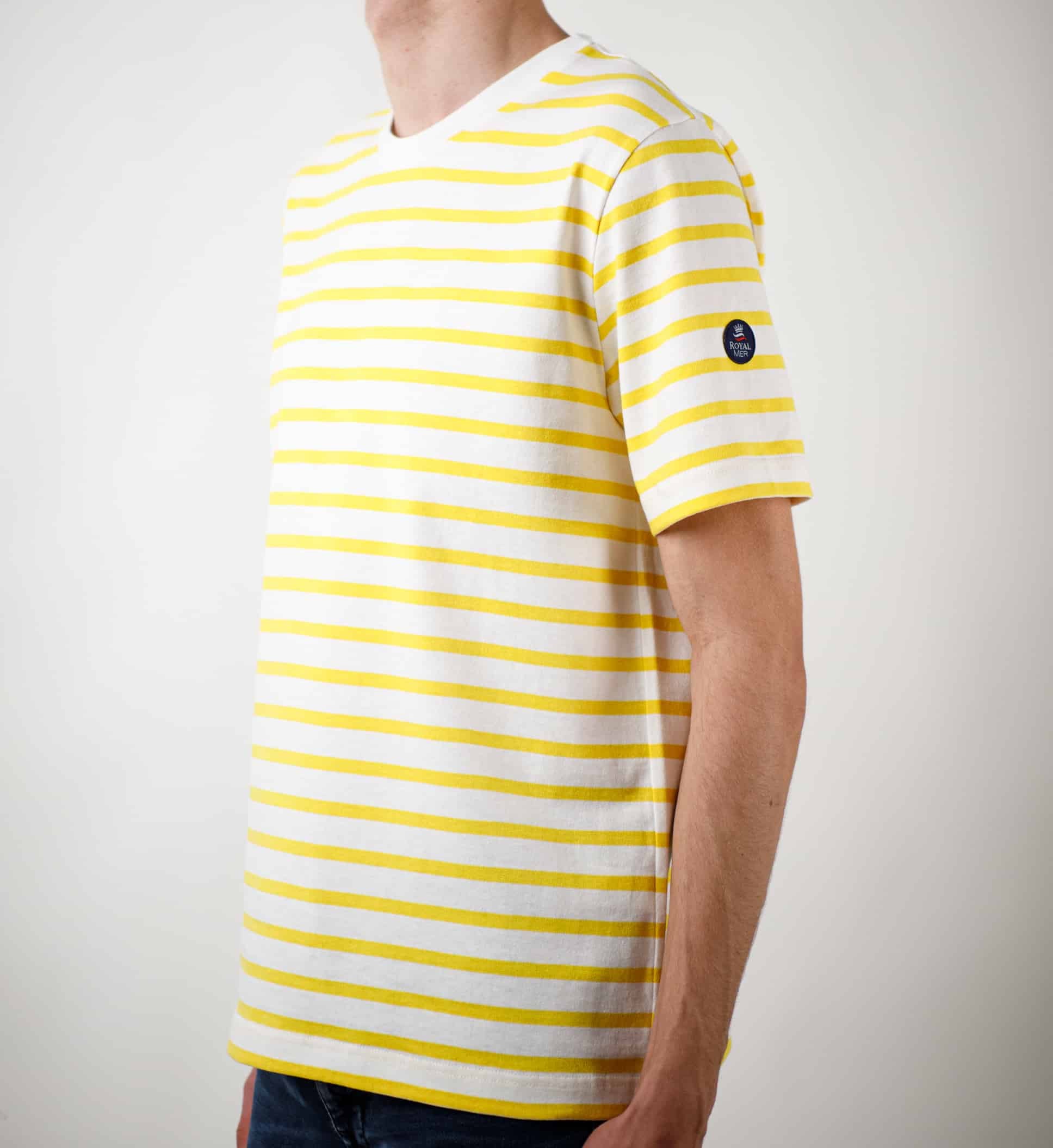 Two-tone striped short-sleeved t-shirt