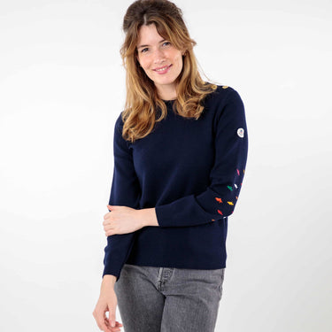 Plain sailor sweater with fish elbow patches