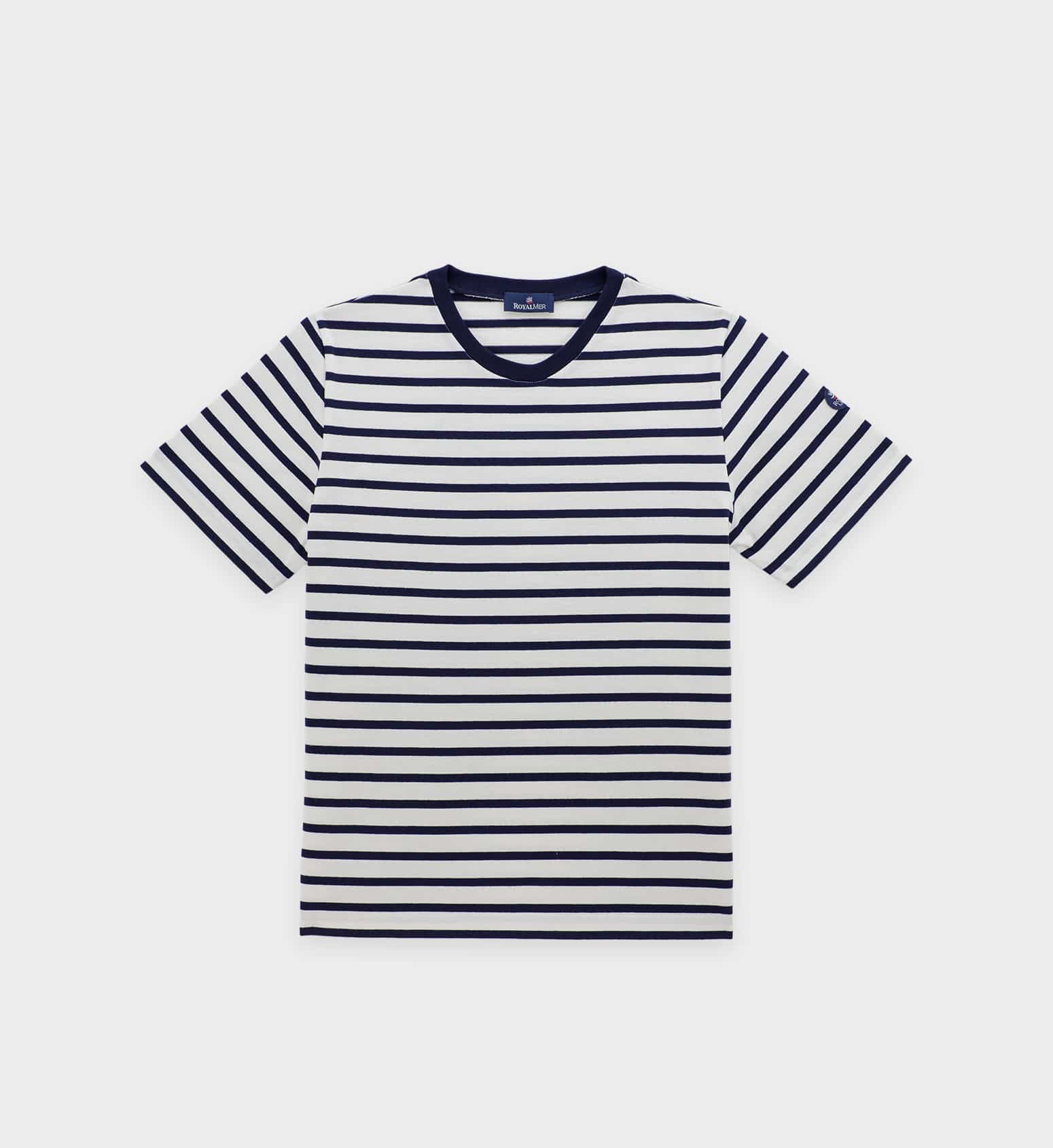 Two-tone striped short-sleeved t-shirt