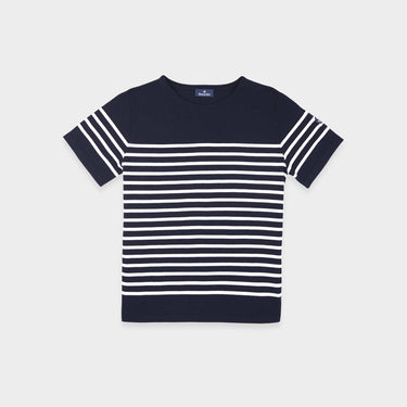 Short-sleeved striped sailor-style t-shirt