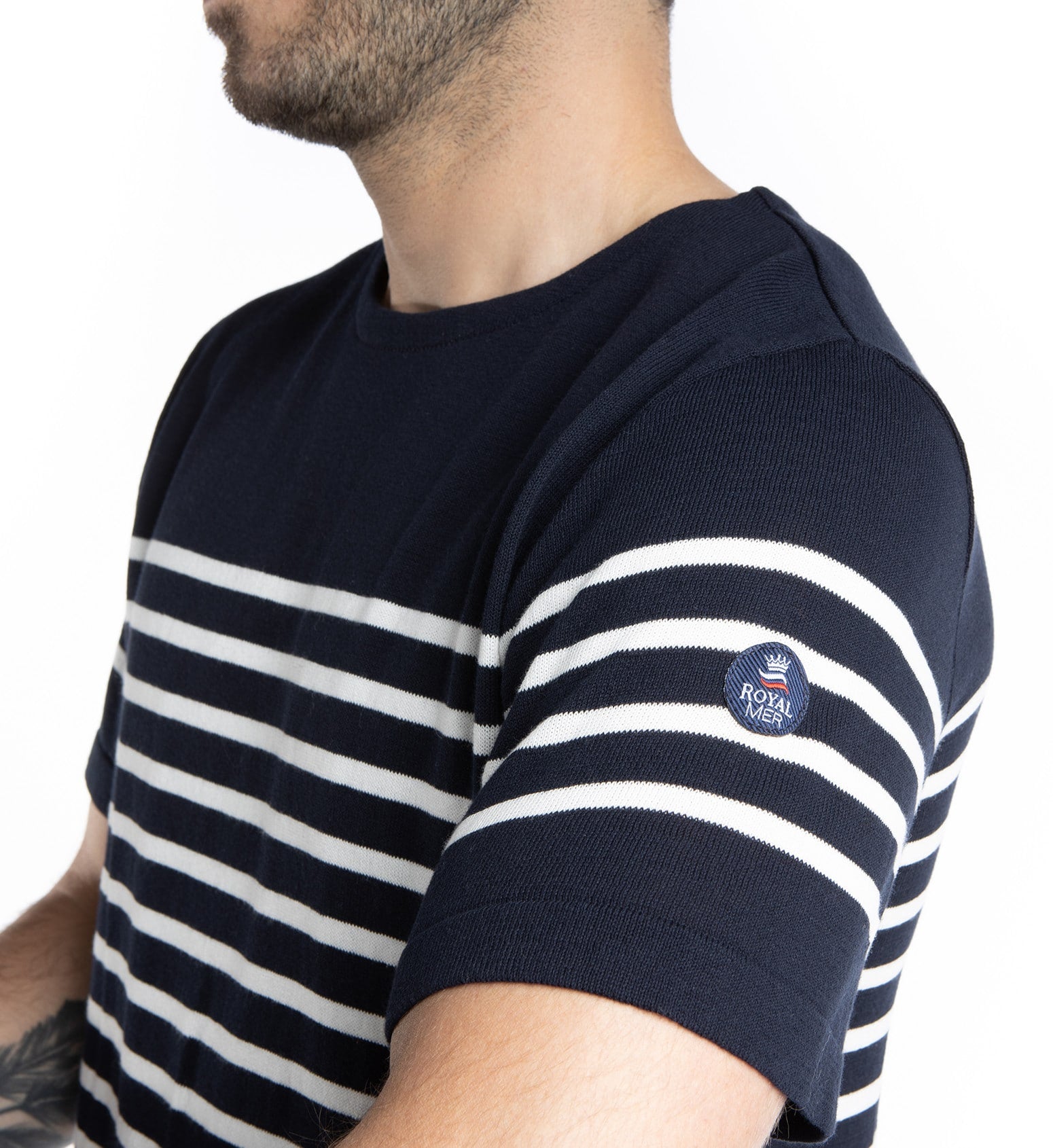 Short-sleeved striped sailor-style t-shirt