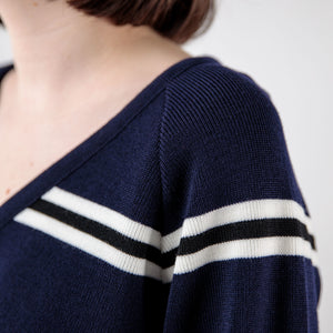 Pull col v empiècements néoprène