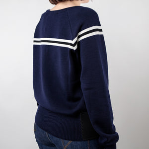 V-neck sweater with neoprene inserts